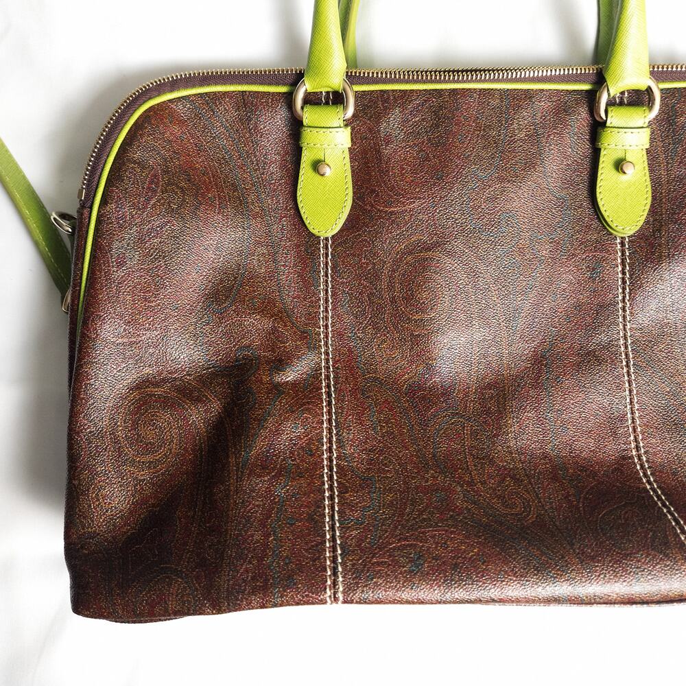 Etro Paisley Shoulder Bag Brown Lime Boho Euro Luxe Resort - Picture 3 of 13